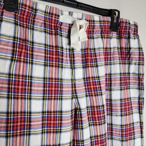 J. Crew Flannel Pajama Pant White Stewart Tartan Plaid Size Large - Picture 11 of 12